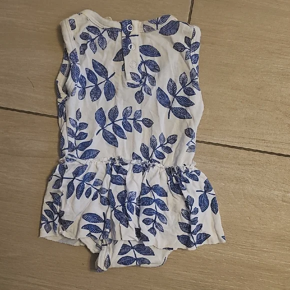 Blue Leaf Print Kids Bodysuit - Picture 3 of 3